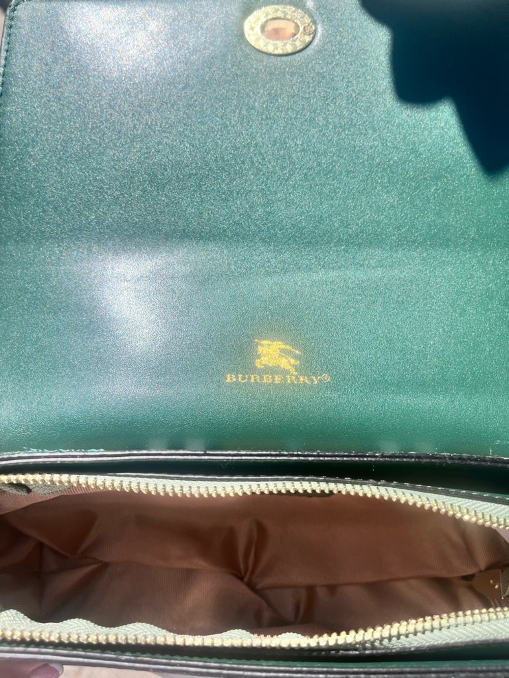Burberry style  Green and Brown Plaid Crossbody with Logo Strap - Picture 9 of 11